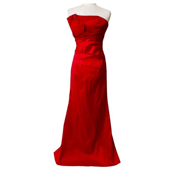 Jessica McClintock Dresses & Skirts - Vintage Jessica McClintock Gown Red Strapless Evening Dress Size*6 Boning Formal